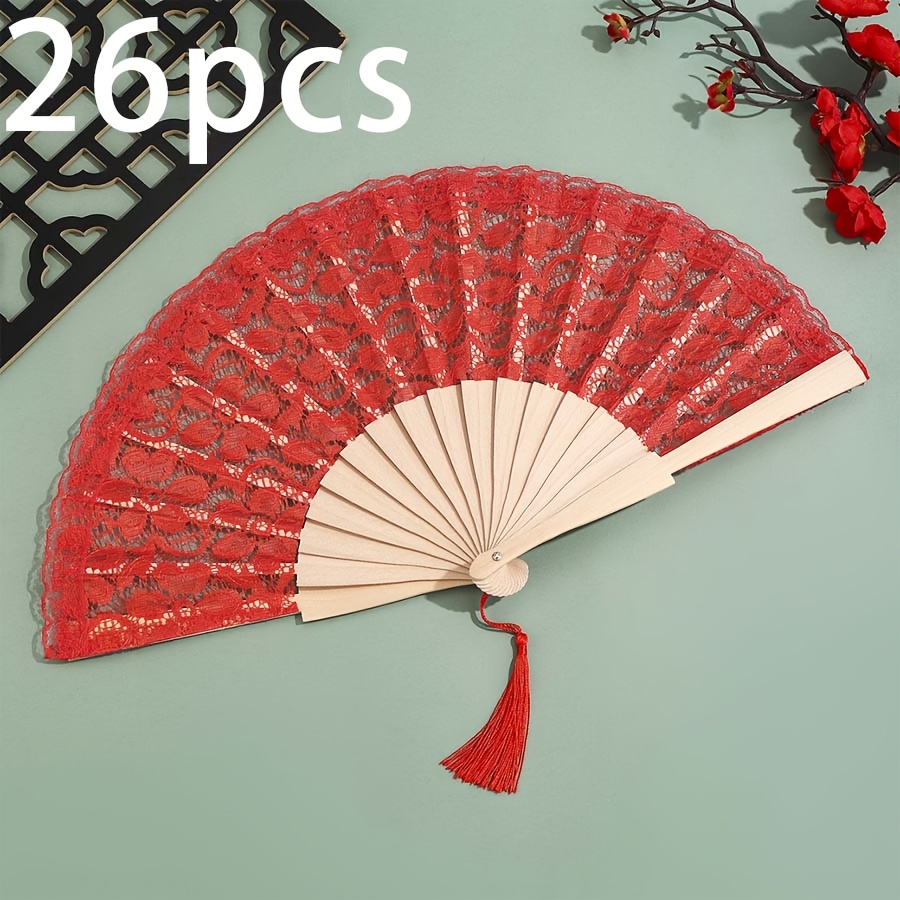 Personalized Handheld Fan with Lace Surface