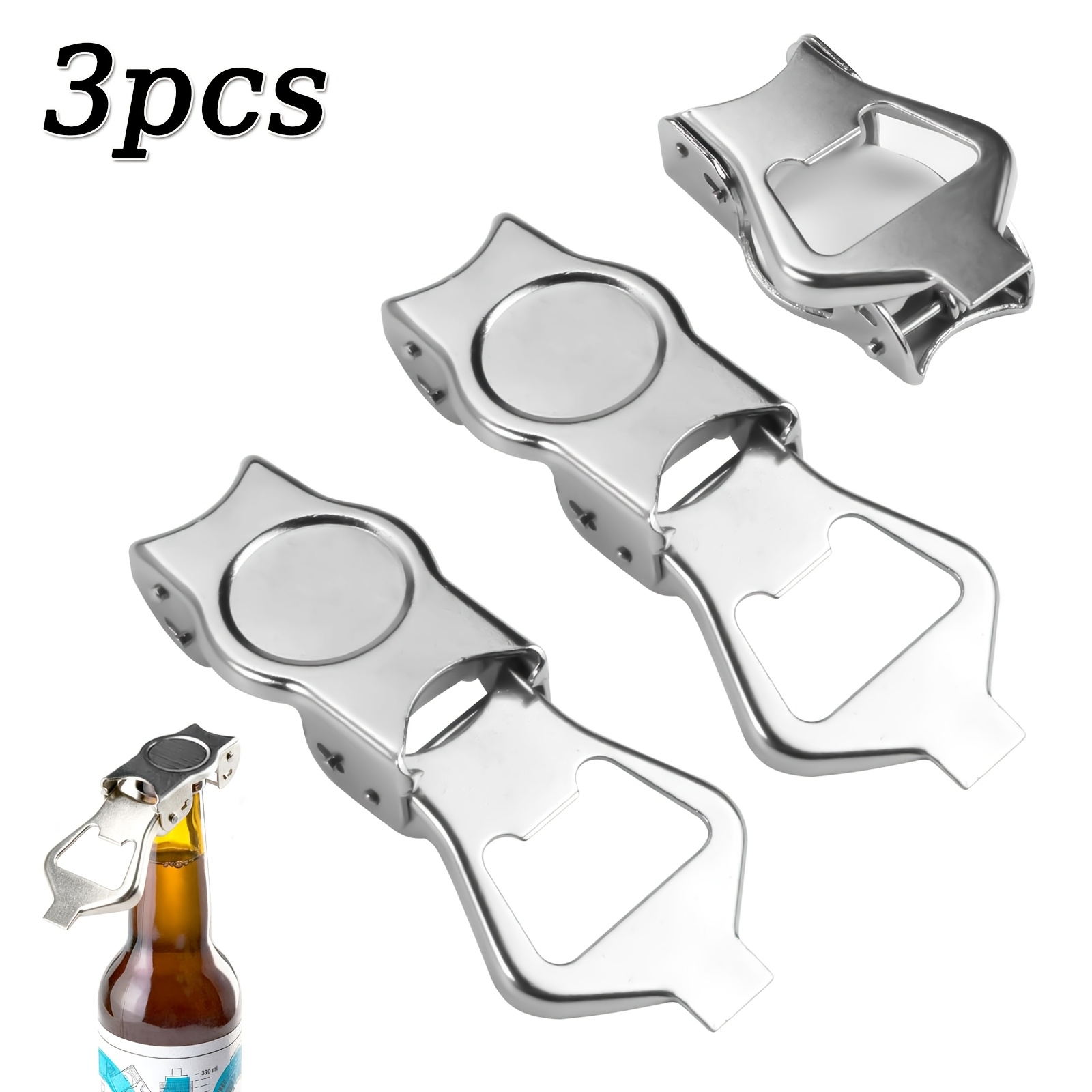 Image of Pack Of 3 Bottle Opener, Foldable Beer Opener, Stainless Steel Bottle Opener, Bottle Stopper, Beer Bottles Portable Beer Bottle Opener, Beer Bottle Opener For Home, Bar, Ktv, Picnic, Camping