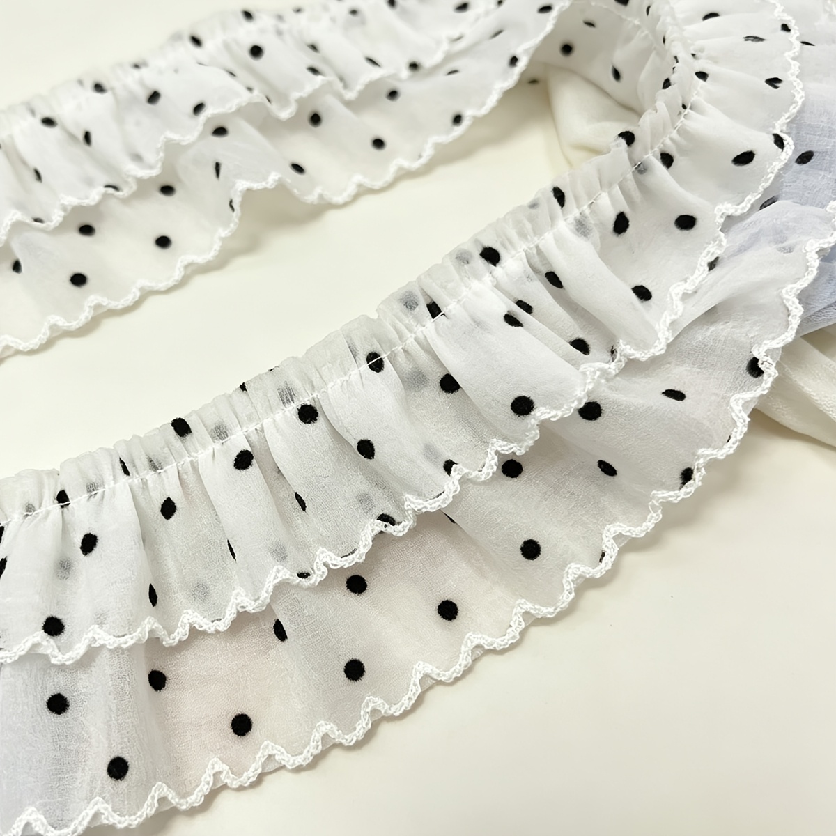 TEMU 1 Encaje de con pliegue para decoración de costura de ropa DIY, accesorios de ropa y accesorios para la cabeza