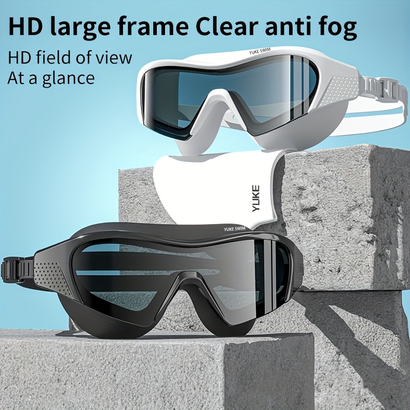 

Lunettes de Natation Anti-Buée HD pour Adultes avec Large - Monture en Silicone , Noir