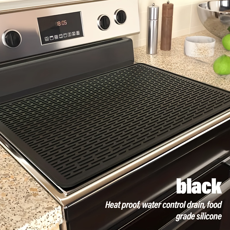 

Extra-large Silicone Stove Top Cover - 28"x20" Heat-resistant, Non-slip Kitchen Protector Pad For Electric & Glass , Ideal For Rvs - Black/gray