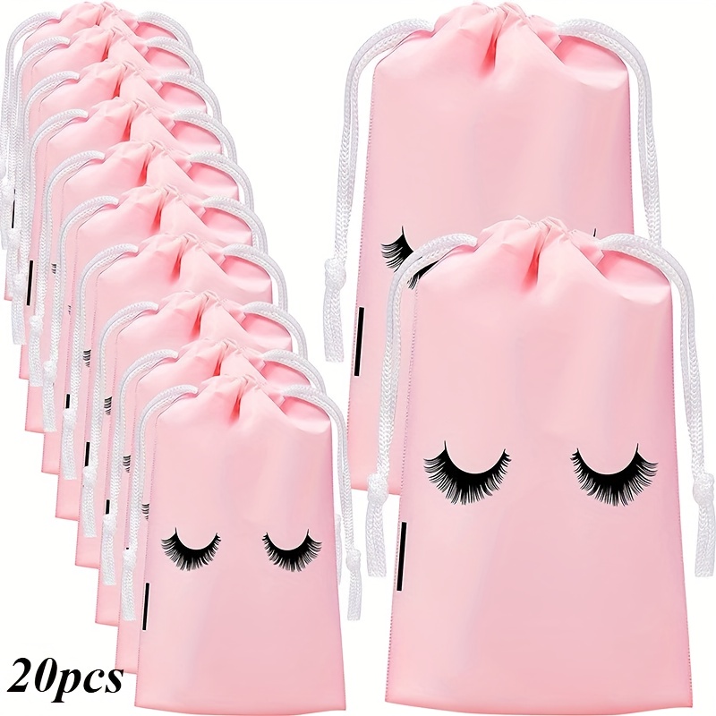 TEMU 20pcs Drawstring Storage Bags, Eva Matte Printed Packaging Bags, Small Cosmetic Sorting Bags, Suitable For False Eyelashes//jewelry Portable