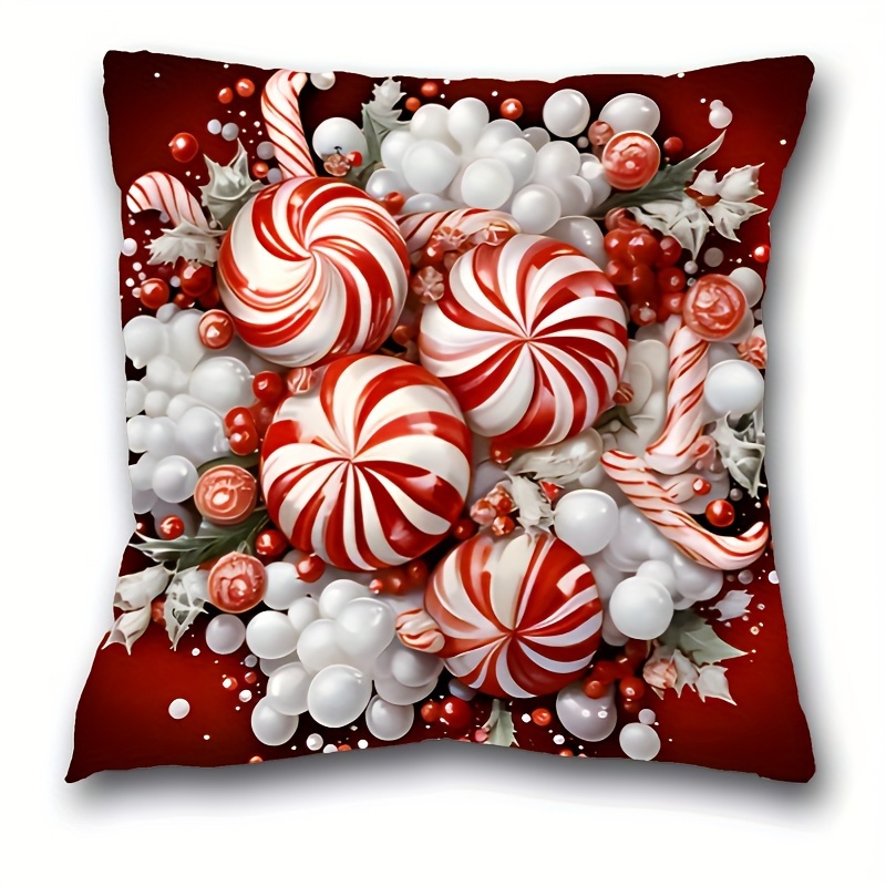 

1pc, Christmas Short Plush Pillowcase (17.7 "x17.7"), Themed Pillowcase, Home Decor, Room Decor, Bedroom Decor, Architectural Collectible Accessories (excluding Pillow )