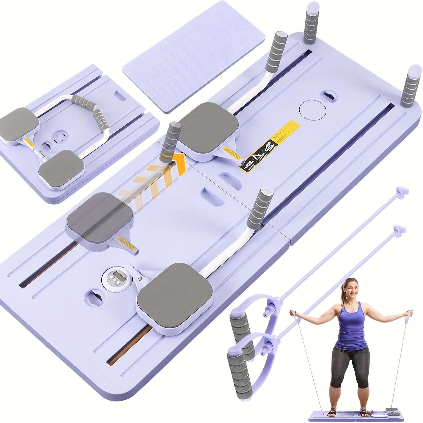 TEMU Pilates Board, Pilates Reformer Machine Foldable, Pilates Equipment Auto Rebound, Multifunctional Trainer, Portable Abdominal Board, Abs Workout