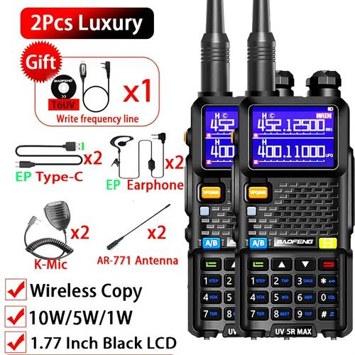 صورة العنصر 1/2 قطعة باوفنغ uv-5rm 10w كامل 6 نطاقات لاسلكي نسخ تردد 999ch نوع-c نوا طويل راديو هام