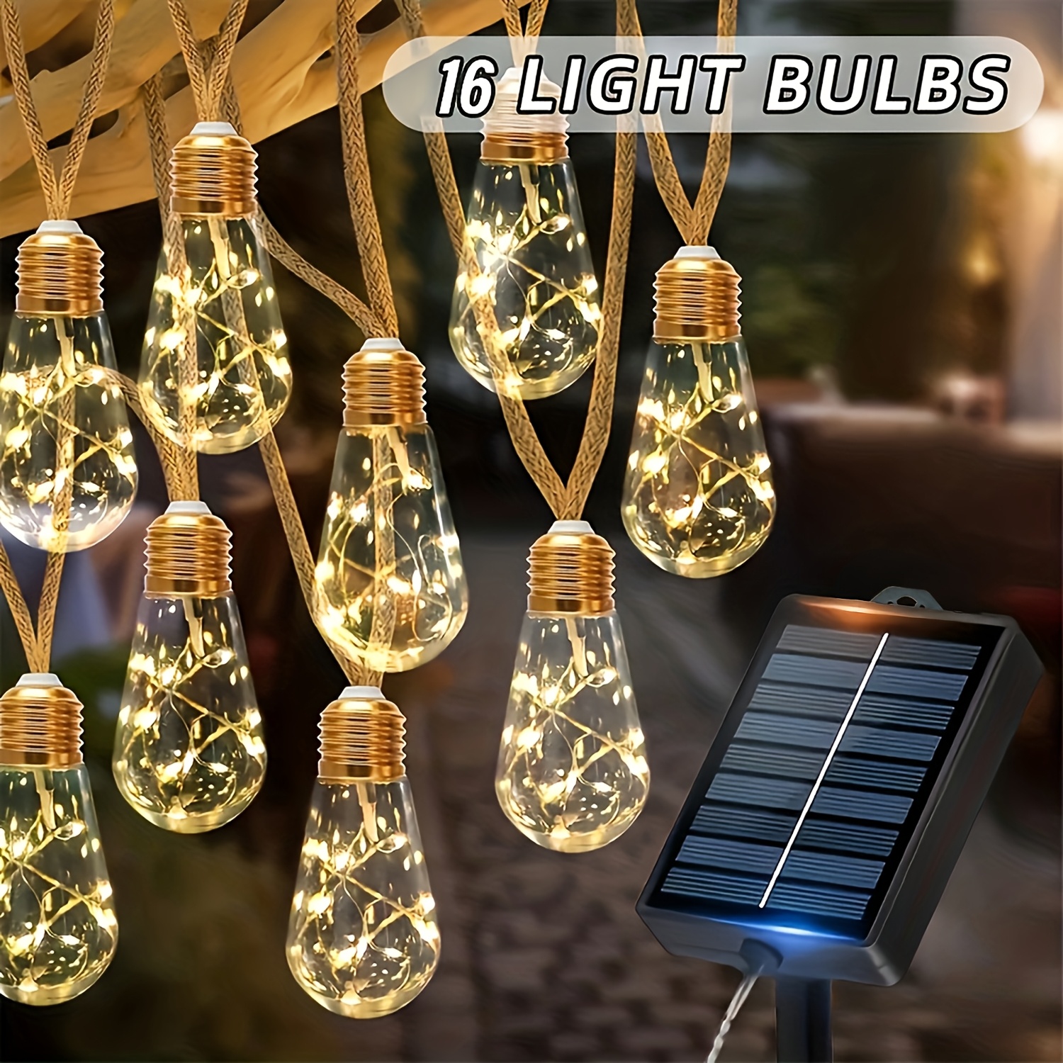 Image of 25/16/10 Led Solar String Lights, Solar Rope Lights, Suitable For Outdoor Wall, Balcony, And Garden Decoration, Solar Decorative Lights, In White, Warm White, And Multicolor