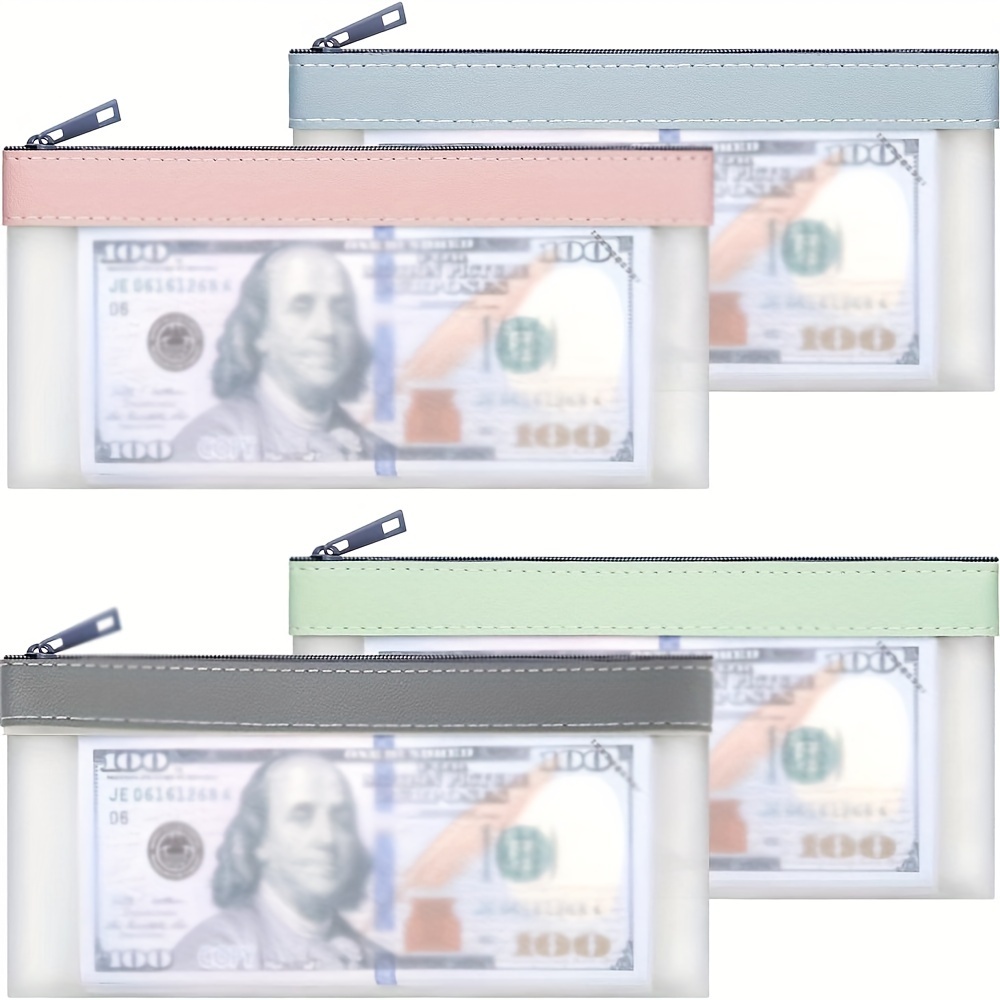 

2pcs Money Bag, 7.7x3.7 Inch Money Pouch With Zipper For Cash,bank Bags, Money Folder,cash Holder For Coins,cosmetics,,tool Etc.