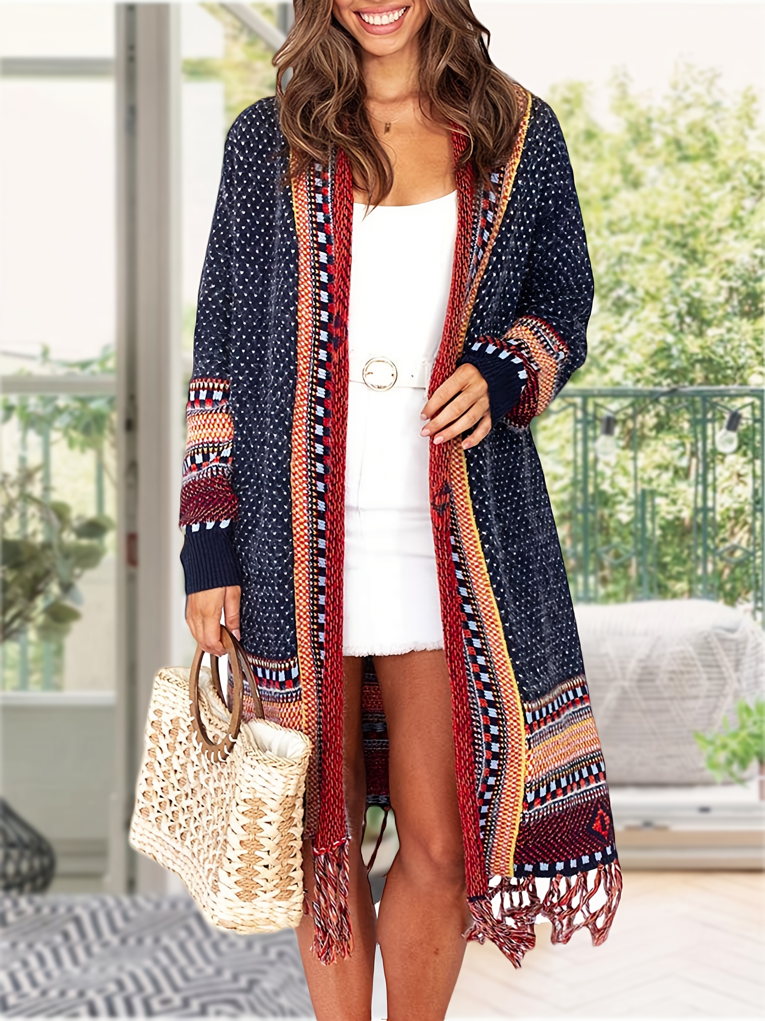 Woman Within Ivory Knit Wrap Flowy Boho Open Front factory Asymmetrical Cardigan 30/32