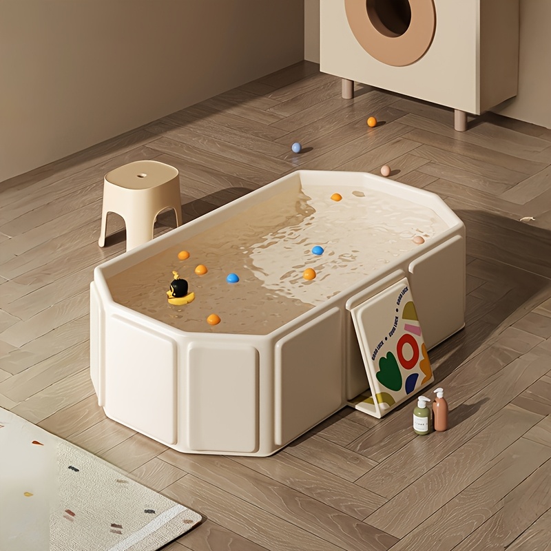 TEMU 1pc Portable Collapsible Bathtub With Non-slip Base - Durable, Easy To Store, - Perfect For Small Spaces, Travel And Holiday Gifts - Bathroom