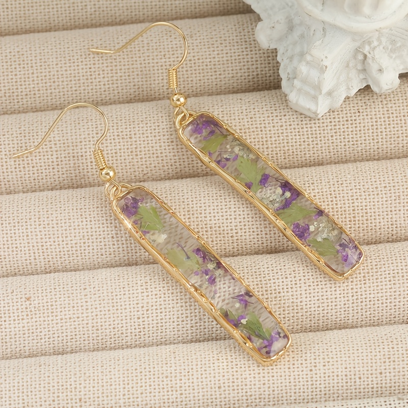 TEMU Orecchini Pendenti in Resina con Fiori di Alyssum , Stile Boh矇mien a - Ideali per Matrimoni, Regali di Natale e Speciali, Lunghi e , Adatti per