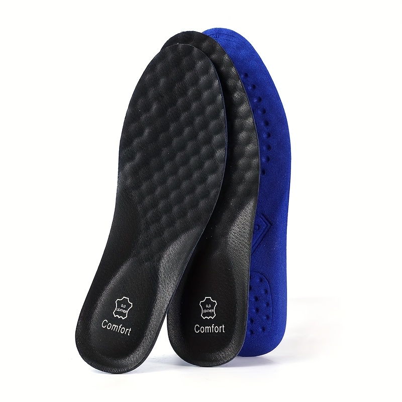 Genuine Cowhide Grain Massage Breathable Shoe Insoles Thickened Sole High Elasticity Shock Absorption Universal Fit Unisex Odor Resistant Sweat-absorbent Wear-resistant Non-slip Shoe Inserts