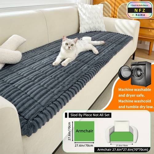 1pc retro warm thickened flannel anti slip sofa pad for autumn winter pet friendly machine washable suitable for 1 2 3 4 seater modular sofas decoration quilting striped tucking to install tear resistant