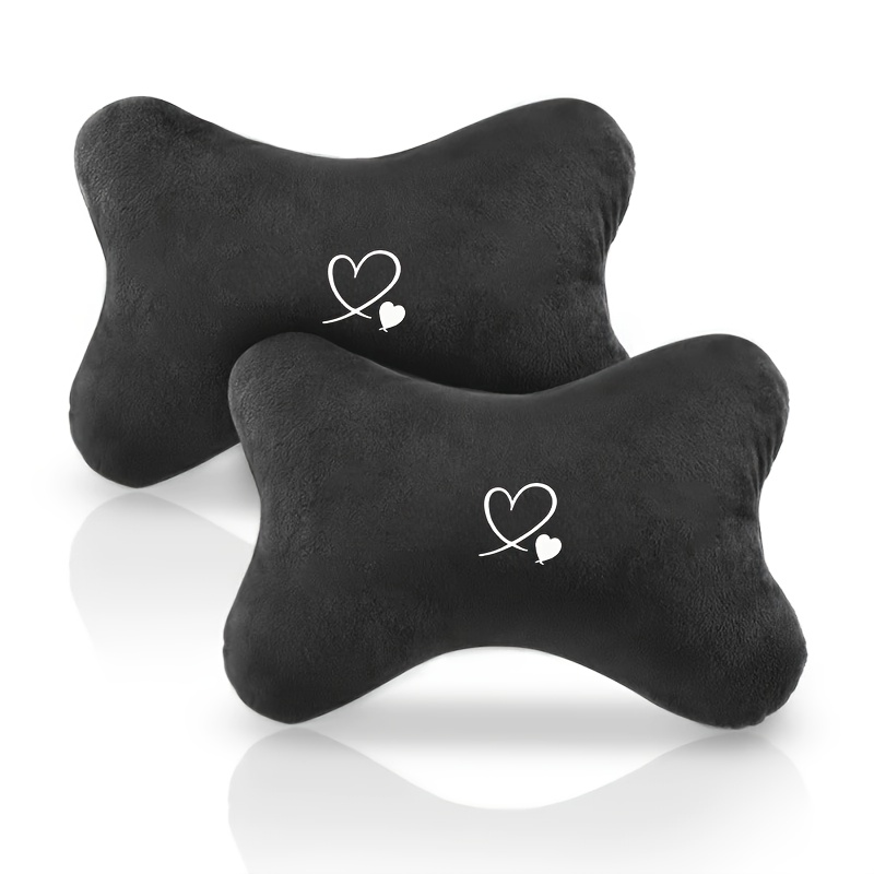 TEMU 1 Set (neck Pillow And Shoulder Pad), White Heart Pattern, Soft Breathable Headrest, Neck Support, Seat Belt Shoulder Pad To Prevent Neck