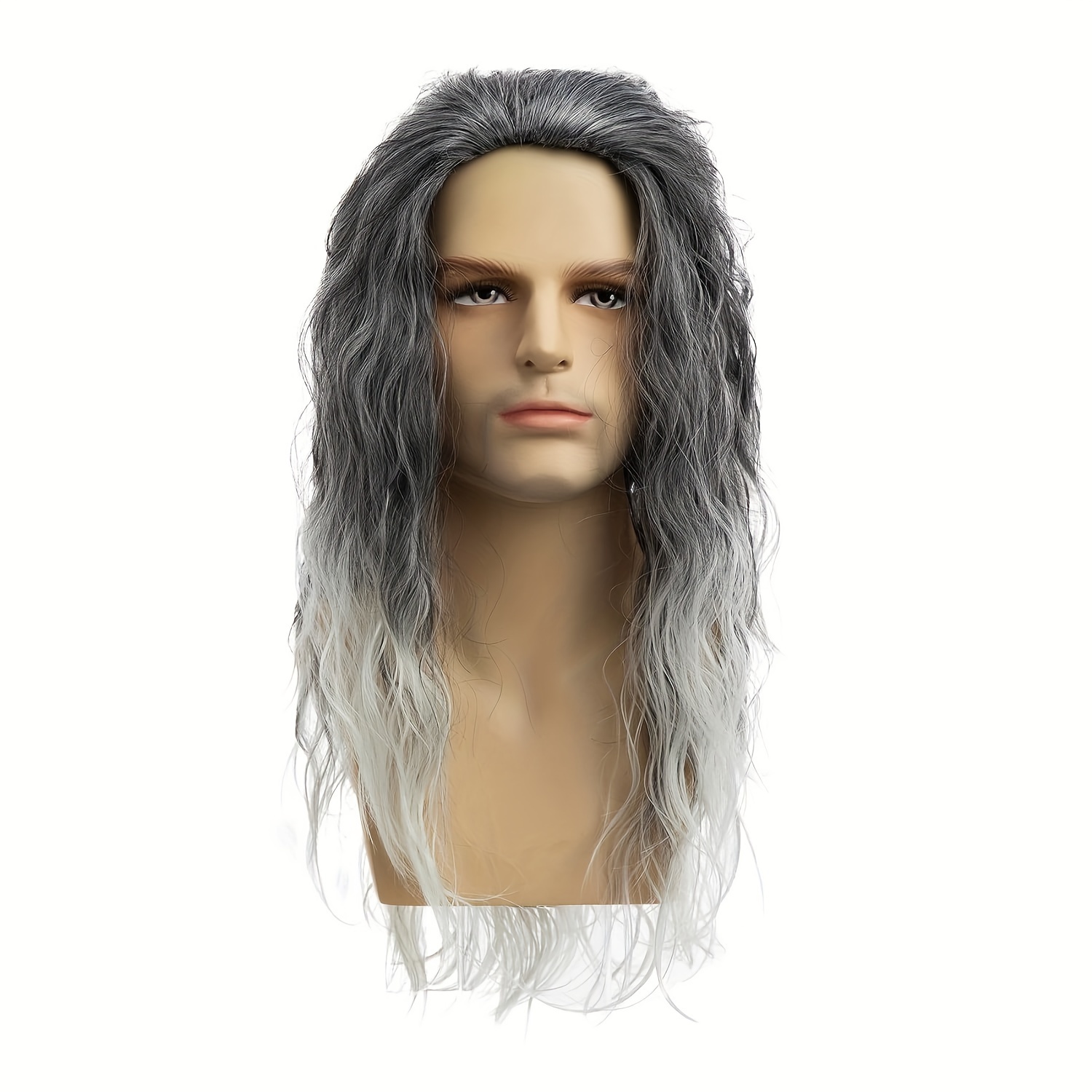 

Men's Grey Black Wig, No Bangs Synthetic Headgear, Halloween Cosplay Wig