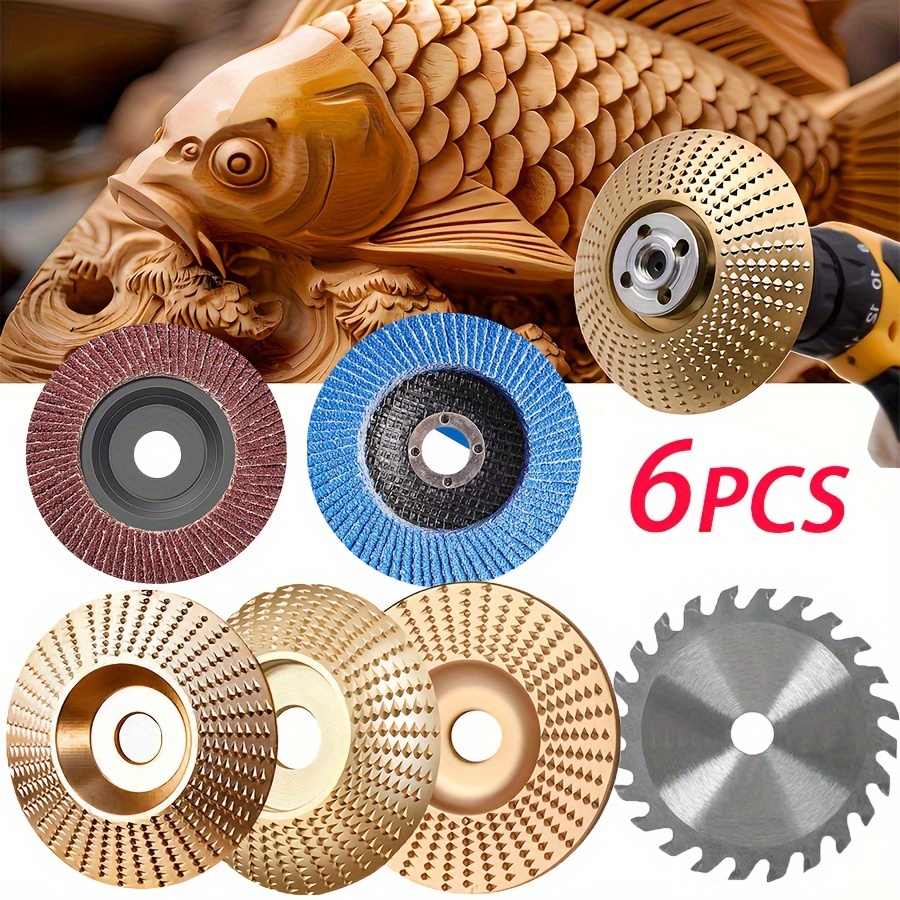 

6pcs 4-inch Woodworking Saw Blade Wood Grinding, Engraving, Polishing Disc Metal Grinding Blade Woodworking Set