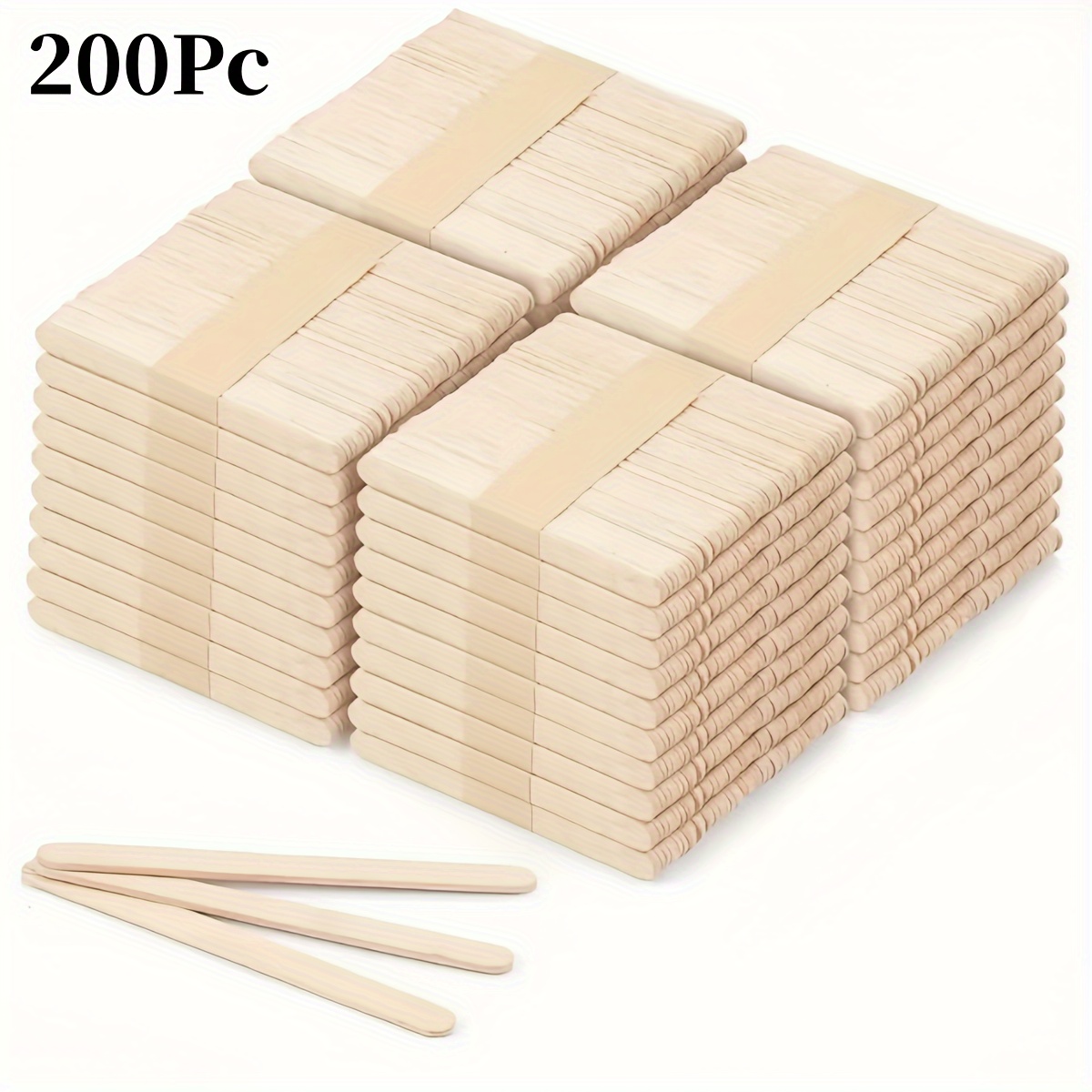 

200 Pack Natural Craft Sticks - Smooth .5-inch Wood Sticks For Diy Crafts, Wax Application, Art Projects, Sticks, Stirring, & -free