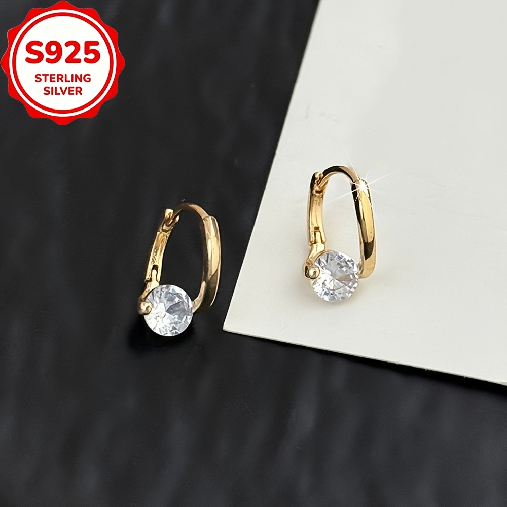 2pcs Women's S925 Silver Inlaid Zirconia Ring Earrings