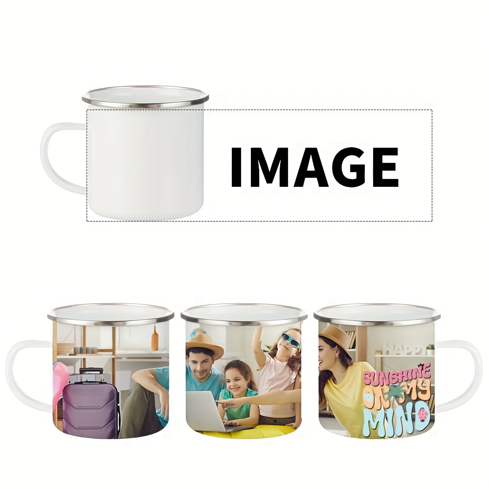 

1pc, Custom Photo Enamel Coffee Mug, 12oz/360ml Coffee Cups, Camping Mugs Sublimation Mugs For Outdoor Activities Holiday Custom Gifts, Summer Winter Drinkware, Mothers Day Gifts