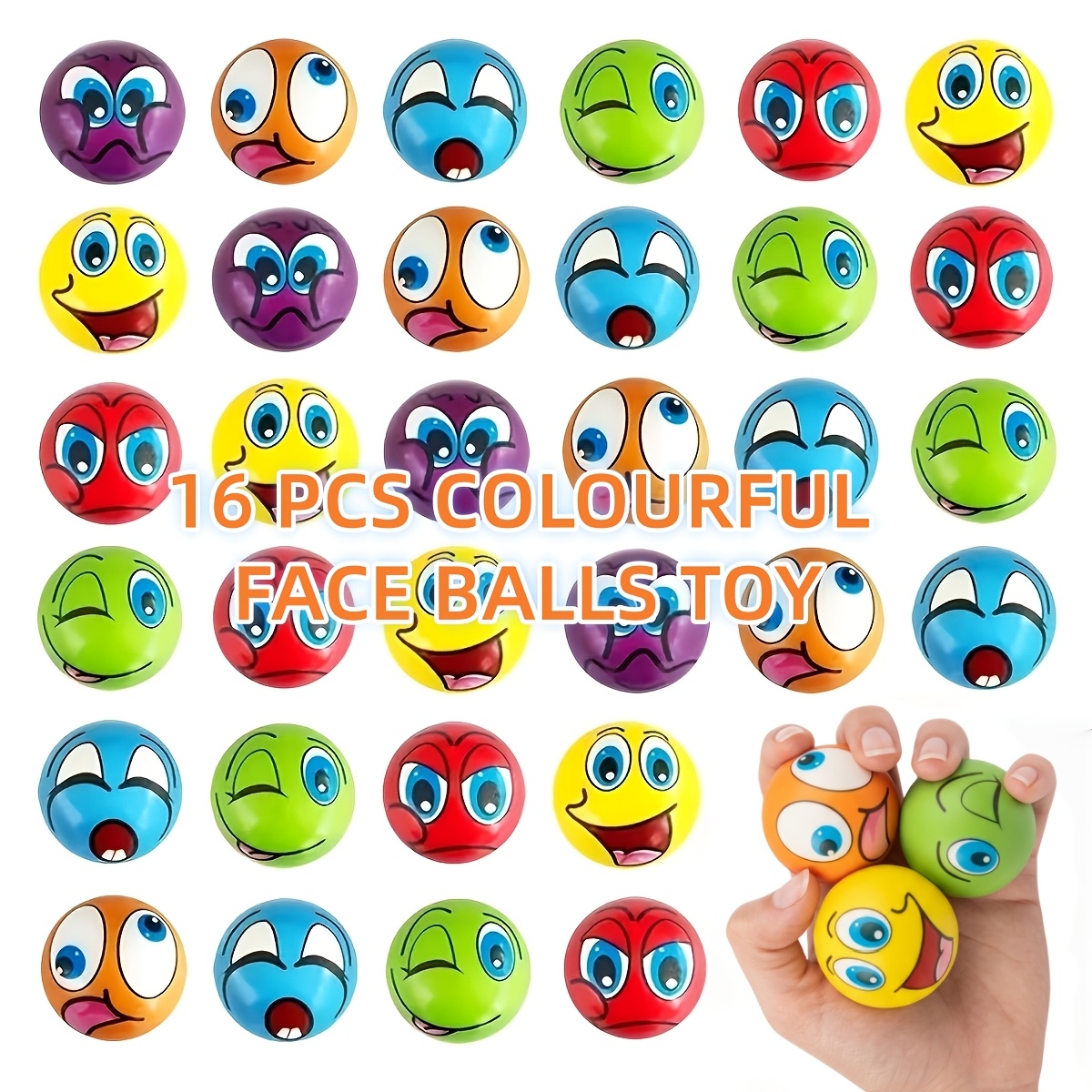 8/16 Pack Pu Foam Squeeze Balls Slow Rising Toys Multicolor Assorted Emotion Kids Birthday Party Favors Stuffers Pinata Fillers Classroom Treasure Box Rewards Prizes Lumipie