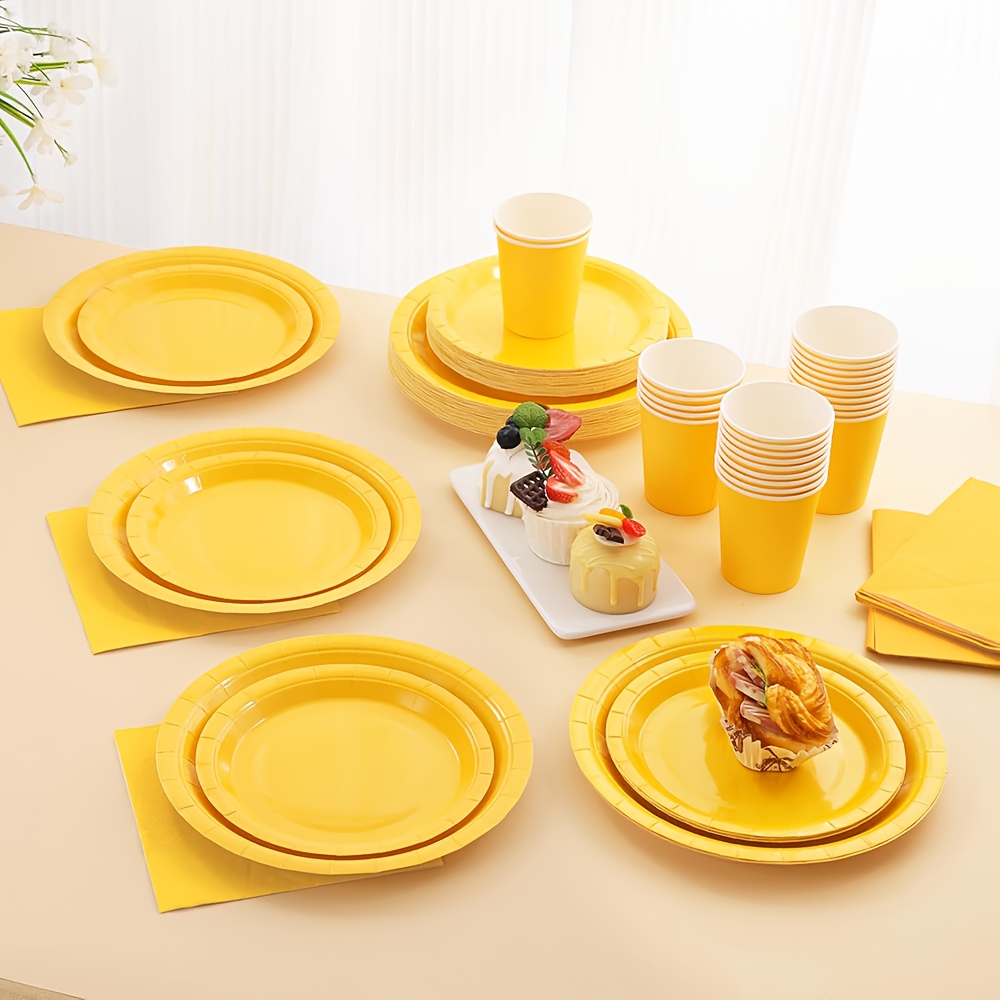 solid color yellow theme party decoration supplies set party