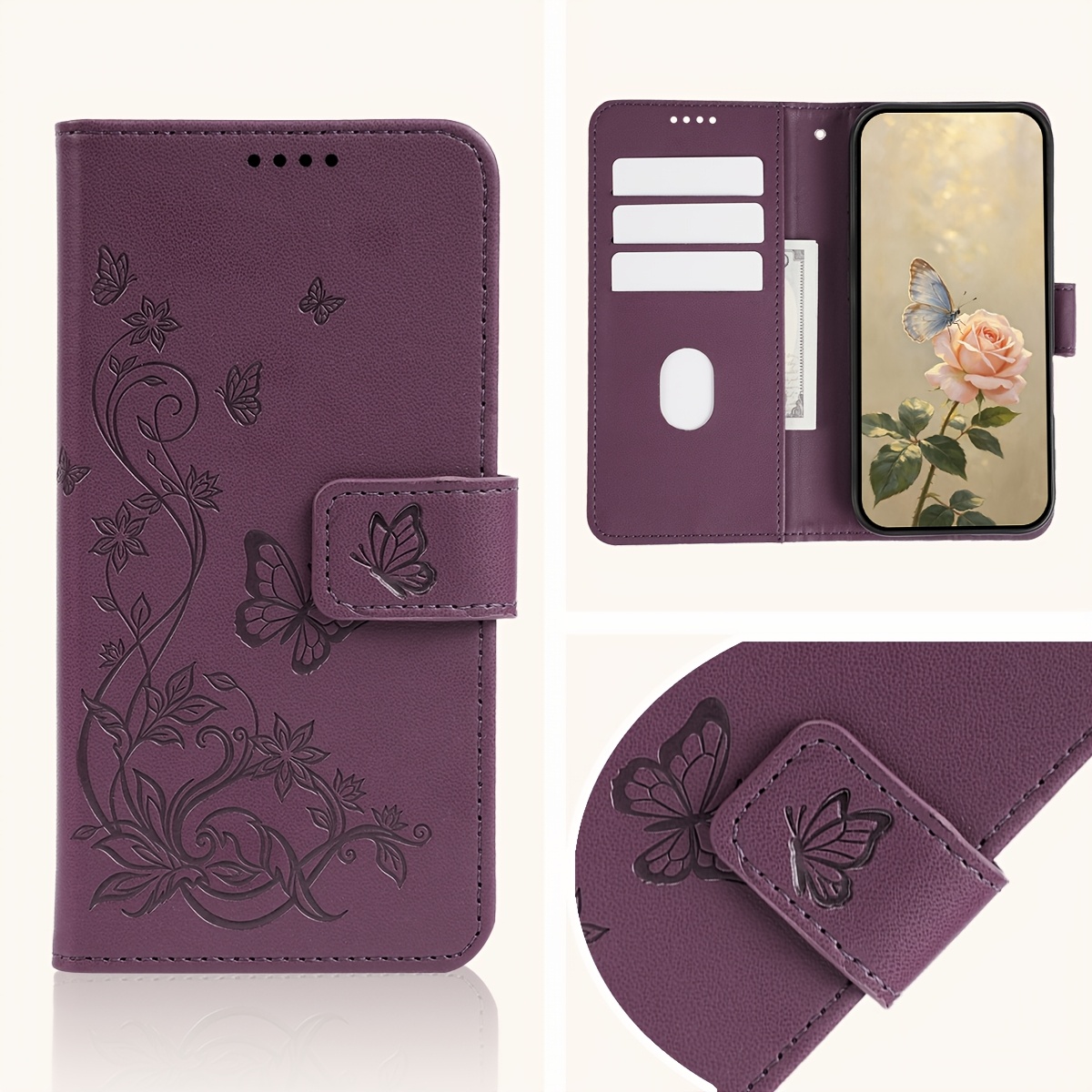 TEMU Phone Case: Compatible With Oppo Reno 14 Pro/14/14 F 5g/13 Pro/13a/13f/13/11f Flip Wallet Phone Cover Case, Built-in Stable Kickstand, 3 Card