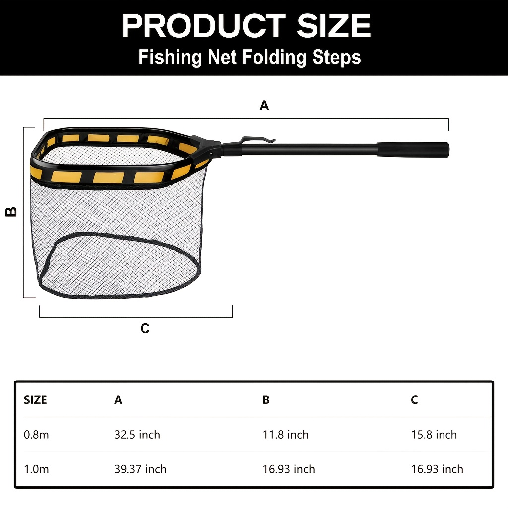 TEMU Orange With Black Pole, Landing Net For Trout Crappie , Fishing Gear Floating Net, Father's Day Fishing Gifts For Men, Fishing Accessories