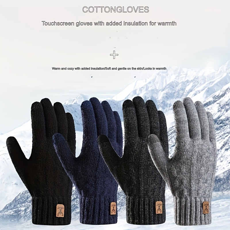 

Men's Touchscreen-compatible Winter Gloves - Warm, Fleece-lined Knit With Alpaca Wool For Cold Weather, -, Cold-proof