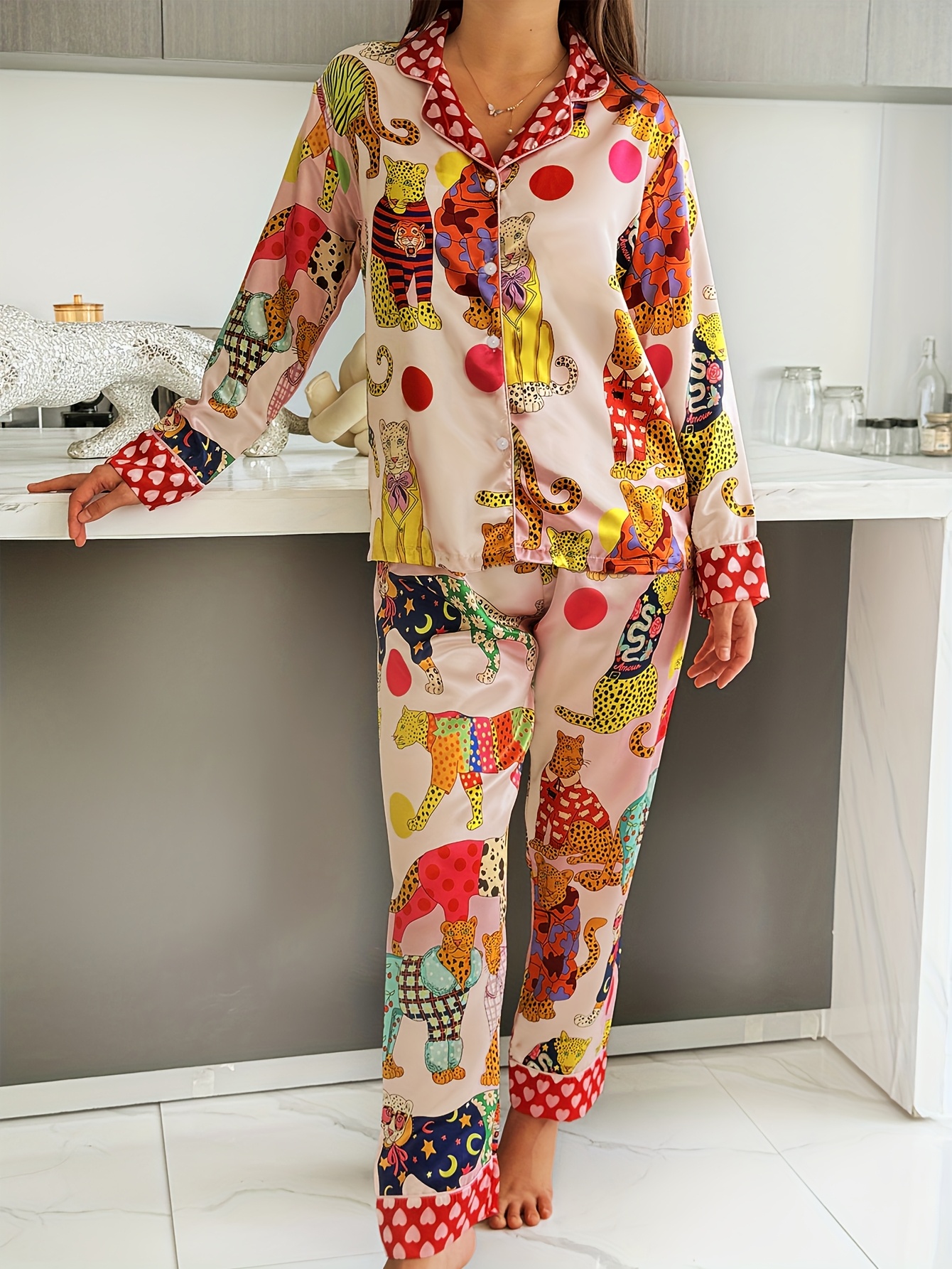 conjunto pijama femenino estampado pijamas casuales Temu Mexico