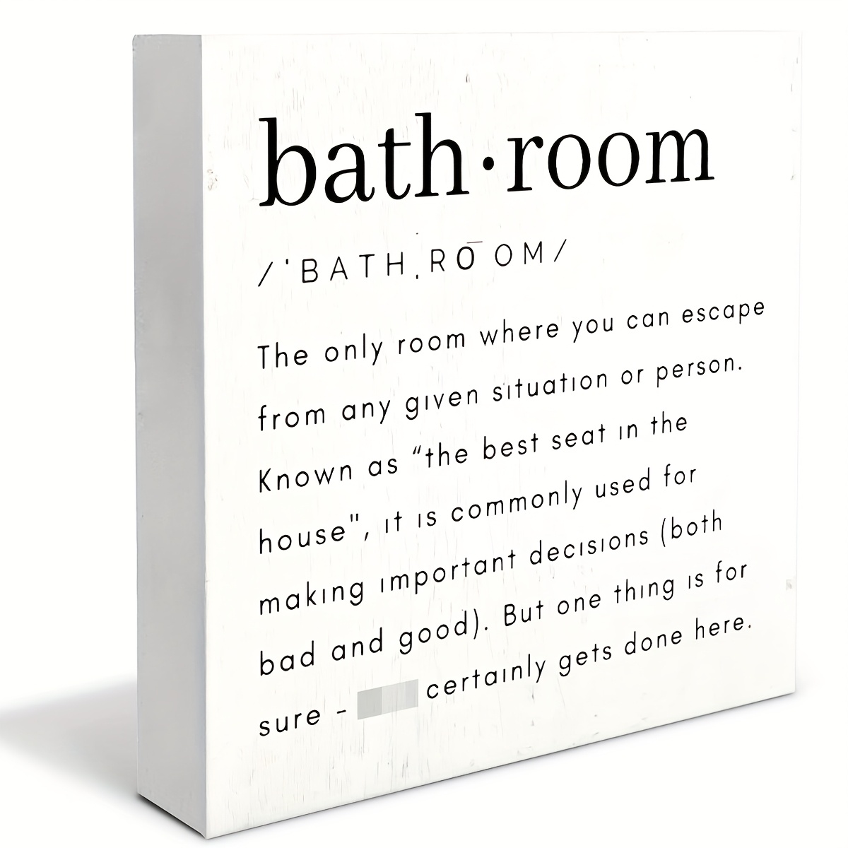 TEMU 2d Flat, Farmhouse Style Pvc Bathroom Shelf Sign - Square Suitable For Bath/shower/desk Decoration Plaque With English Lettering, Tabletop Label