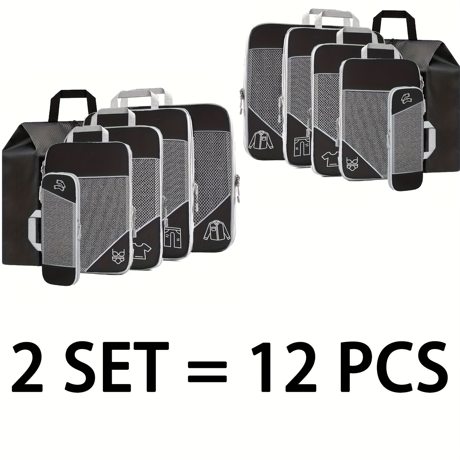 

12 Pcs Packing Cubes, Packing Cubes For Suitcases, Organiserbags Set For & , Bags Organiser For Suitcasesbackpack Luggage