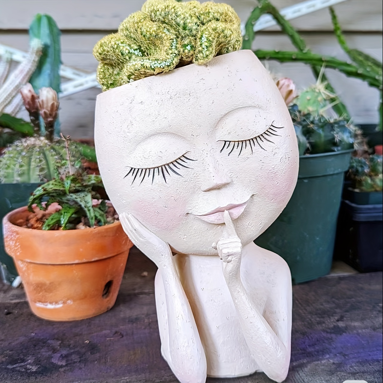 large small size face planter cute resin planter - Temu