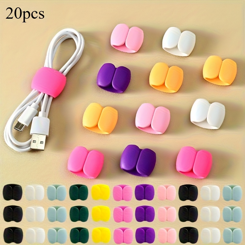 20pcs Versatile Cable Management Clips - Sturdy To Prevent Tangling For Charging Cables, Headphones, And Earbuds - Convenient Storage Management