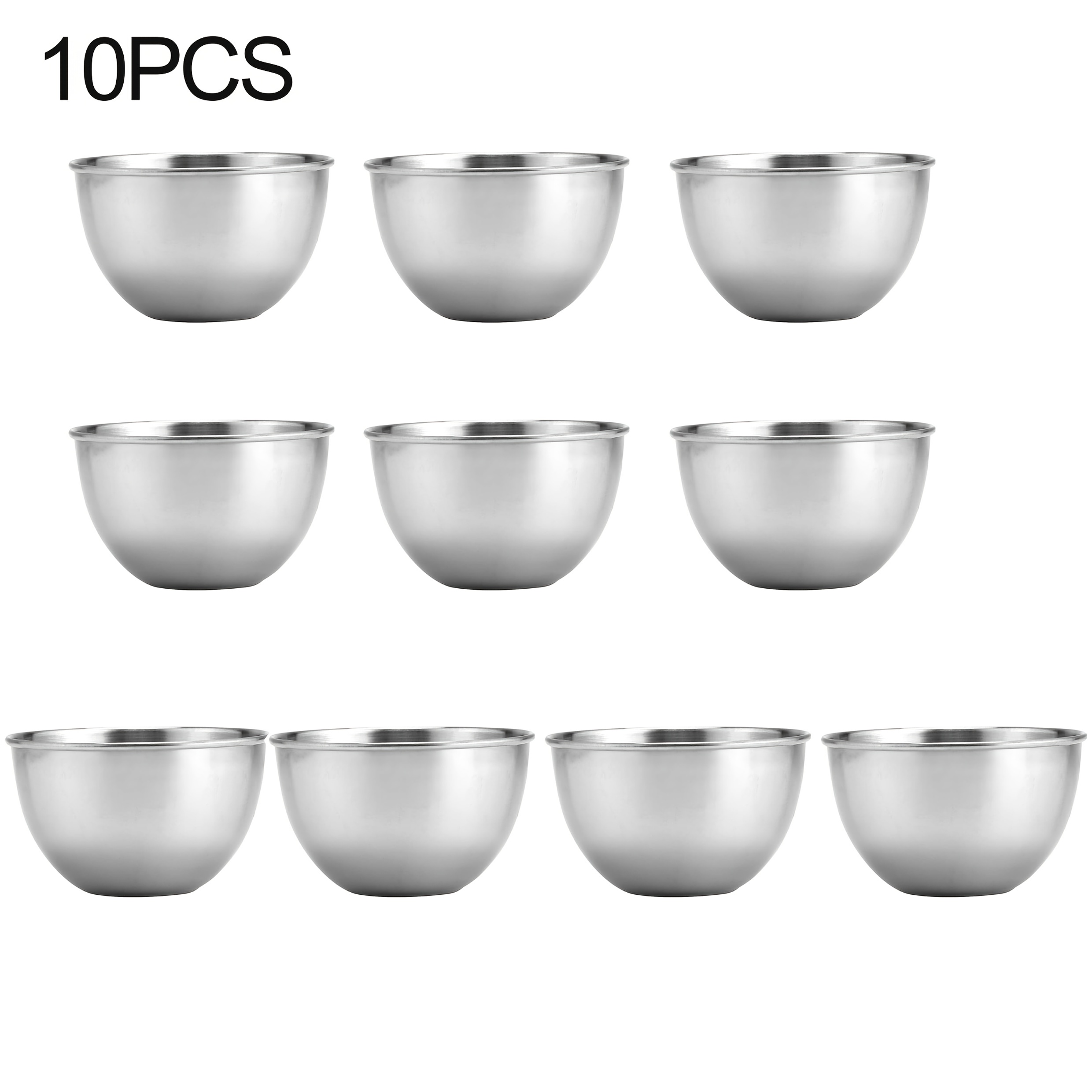 TEMU Juego de 10 vasos para salsa, para condimentos de acero inoxidable 304 de calidad, adecuado para platos de aperitivos de salsa de sushi, vajilla