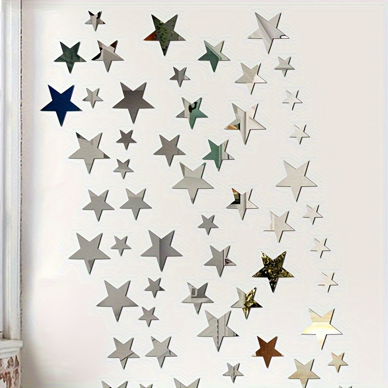 

20 Pcs Acrylic Star Mirror Wall Stickers Set, Universal Holiday Decor, Self-adhesive Figurine Ornaments, Hanging Diy Decals For Home Bedroom Living Room Decoration