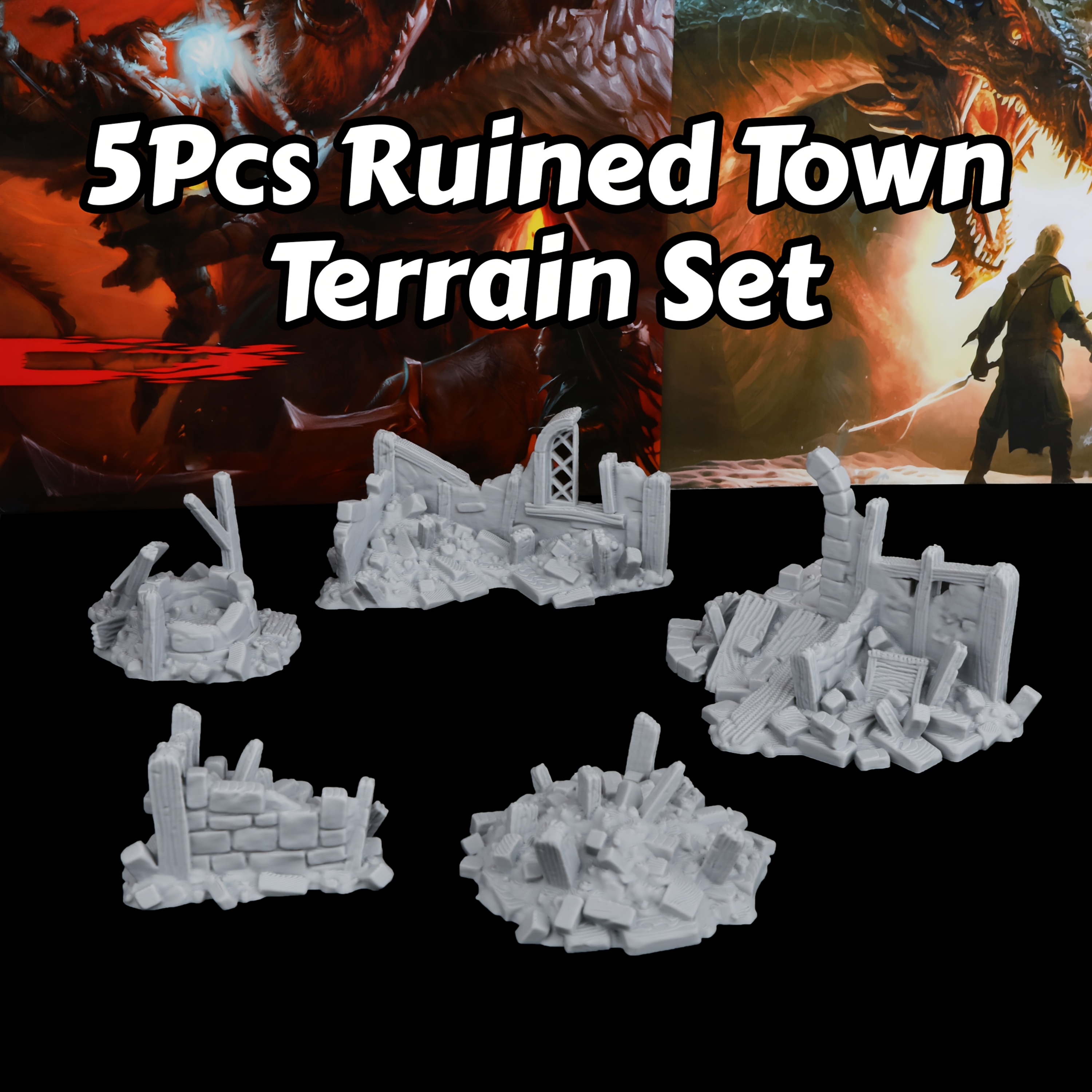 

Medieval Scenery - Plastic Town Ceiling City Set - D&d Pathfinder 28-32mm Scale - Gray