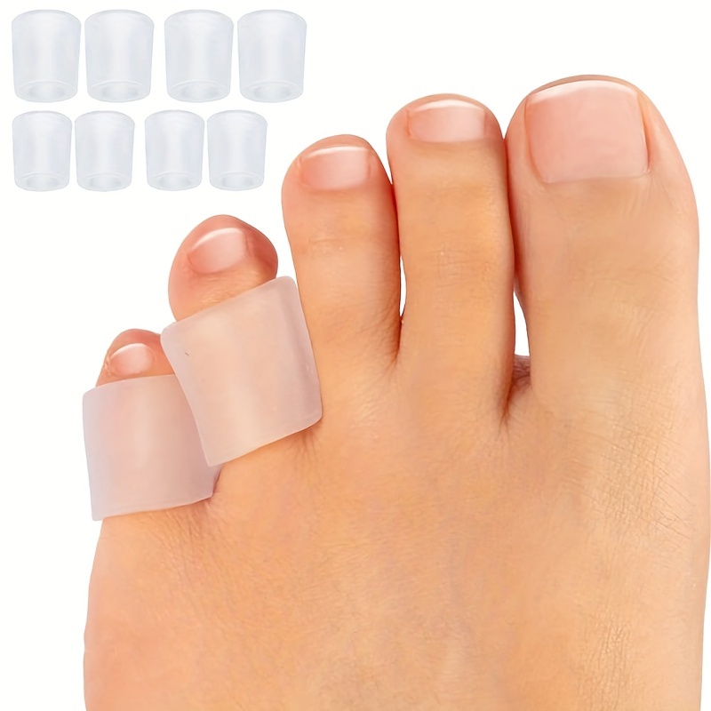 8pcs Gel Toe Protectors, 4pcs Small (thickening) And 4pcs Xs (regular) Toe Sleeves, White Tubes For Corn, , Softening Calluses, Pinky Toe Cushions To Reduce Friction And Protect Injured Toes
