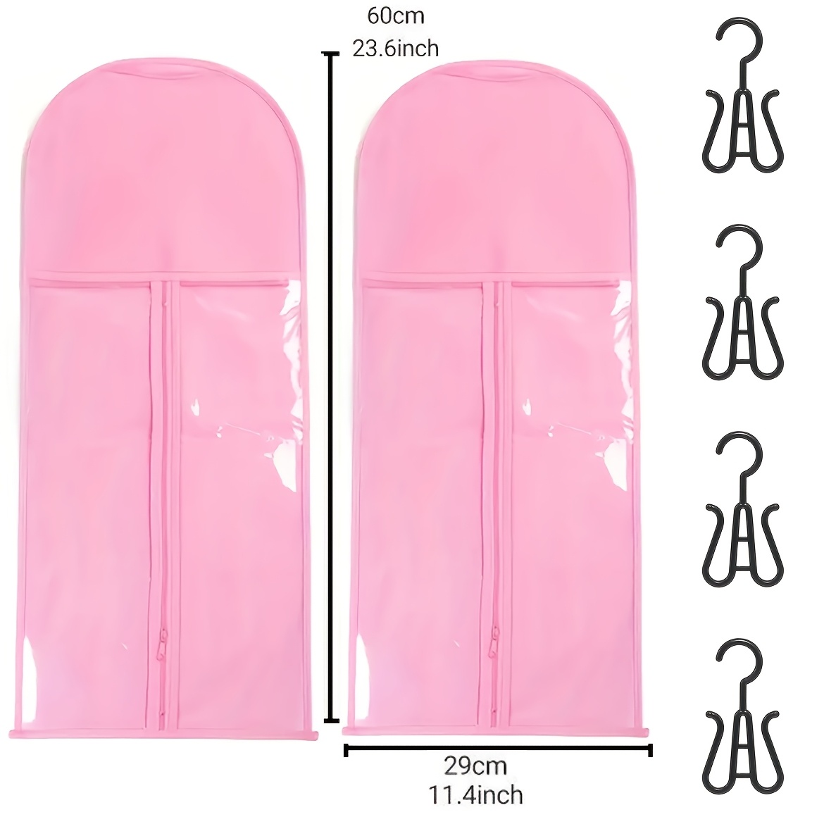 TEMU 6pcs Wig Storage Bag, Suitable For Wig Storage And Storing Wigs, Including 2 Bags Over 60 Cm And 4 Wig Hooks, An Essential Tool For Storing Wigs