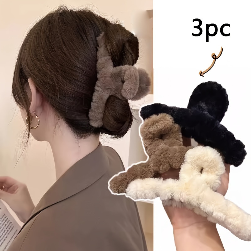 

High-end Super Large Hair Grabber New Autumn Furry Hair Clip Female 2024 New Back-of-the-head Hair Grabber Winter Furry Shark Clip Headwear New Autumn And Winter Hair Clip