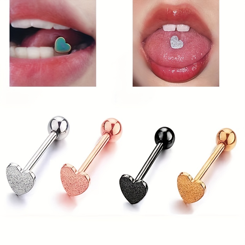 

5pcs Love Tongue Nail Lip Nail Set Straight Bar Piercings Jewelry, Suitable For Ladies And Men Daily Party Beach Wear, Valentine Day Birthday Gifts Christmas Gift