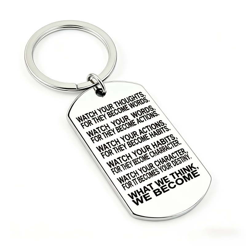 TEMU Porte-clés en acier inoxydable avec citations inspirantes, porte-clés style étiquette militaire avec lettrage Maxim, offrez à vos amis de petits