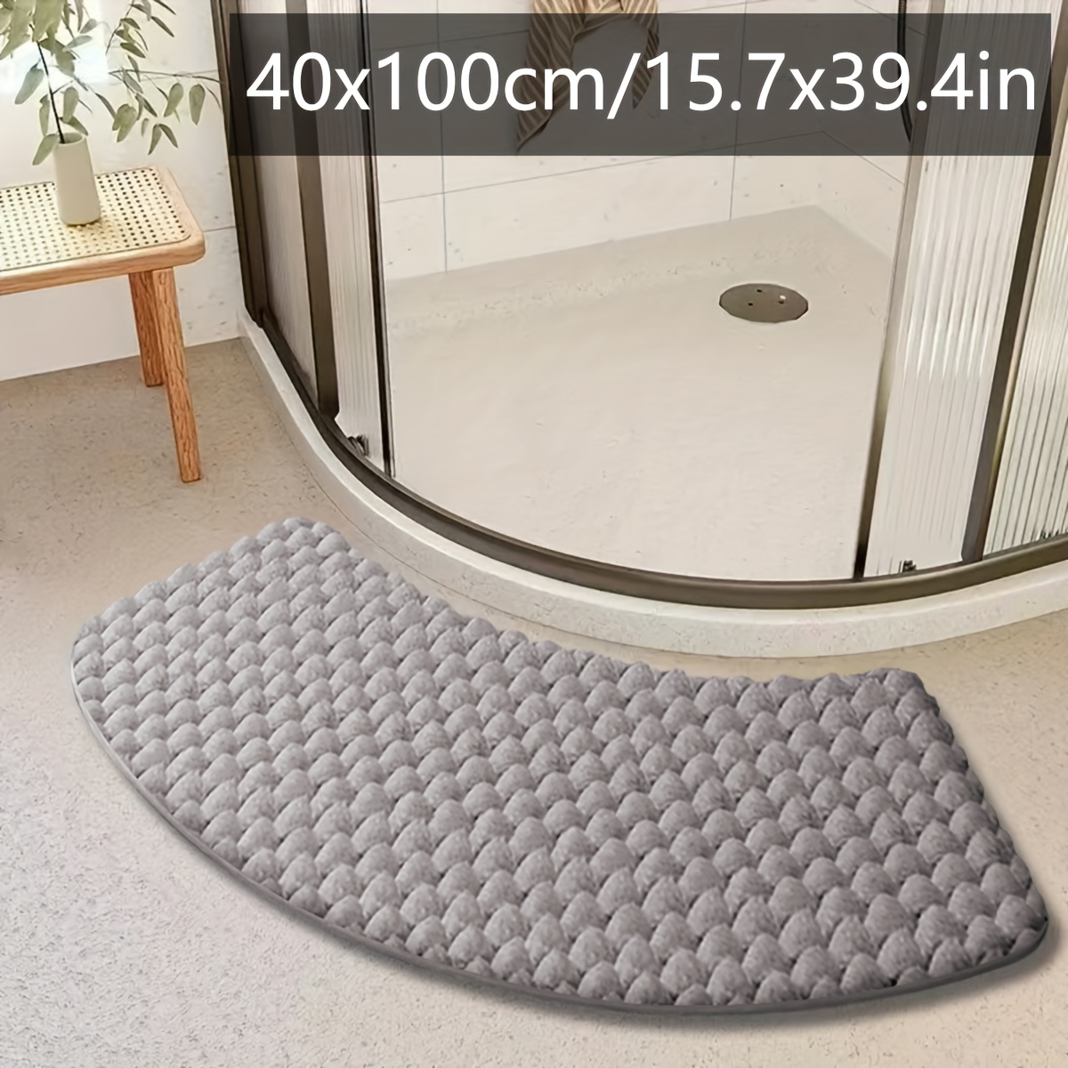 Solid Color Fan-shaped Shower Room Door Mat, Super Thick Bathroom Absorbent Floor Mat, Toilet Non-slip Mat, Door Mat