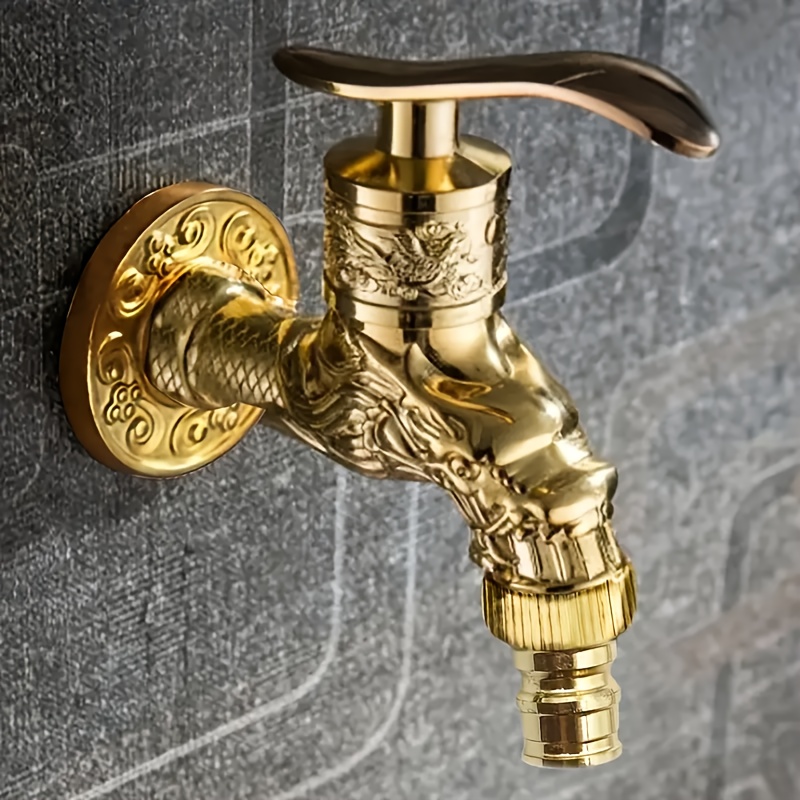 Image of Single European Vintage Wall-mounted Ball Valve , Antique Style Stainless Steel Laundry Tap For Kitchen/mop Pool/wash Basin/outdoor Garden, Metal Bathroom Accessory