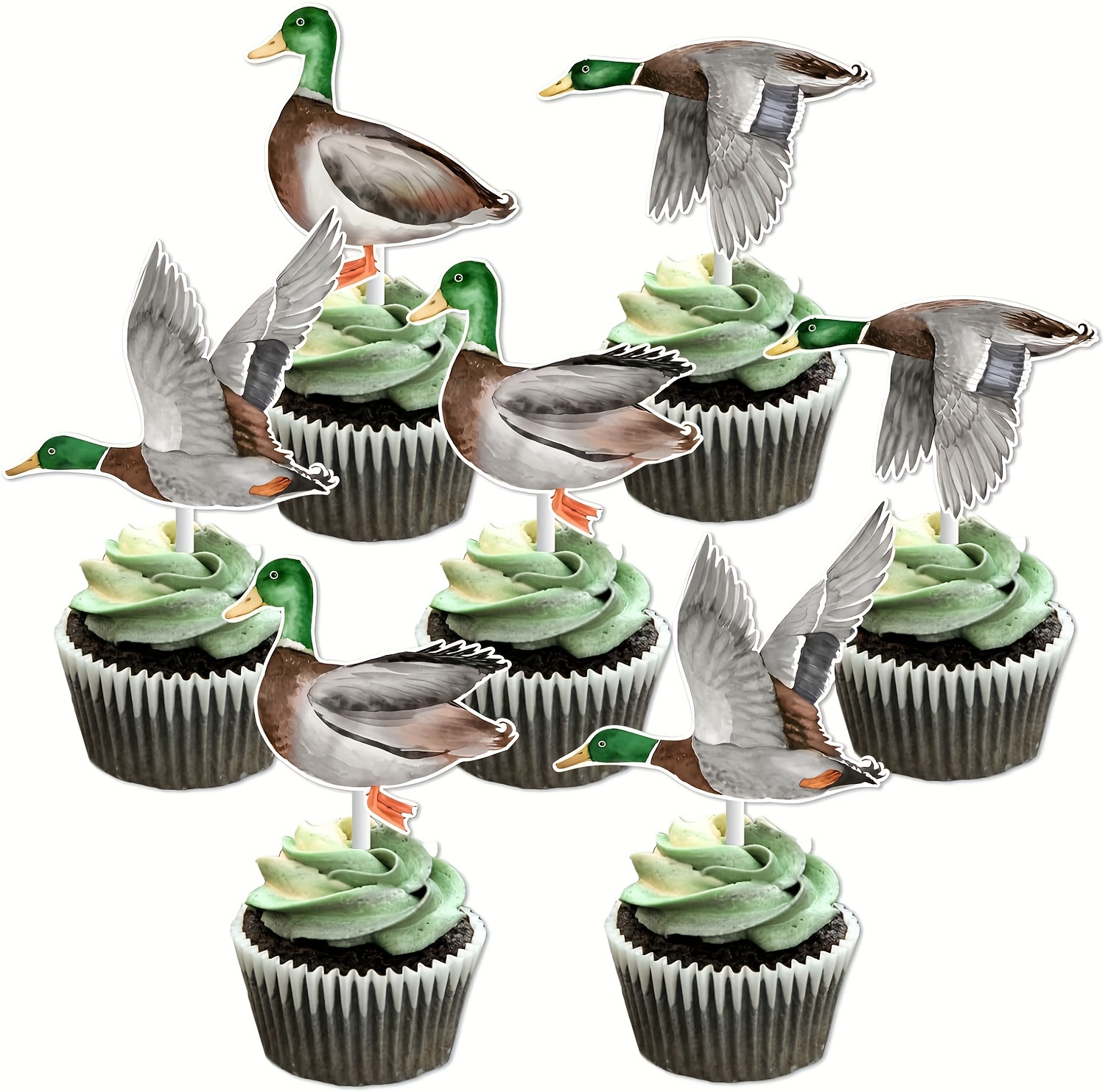 Duck Hunting Party Decorations Duck Cupcake Toppers Mallard - Temu