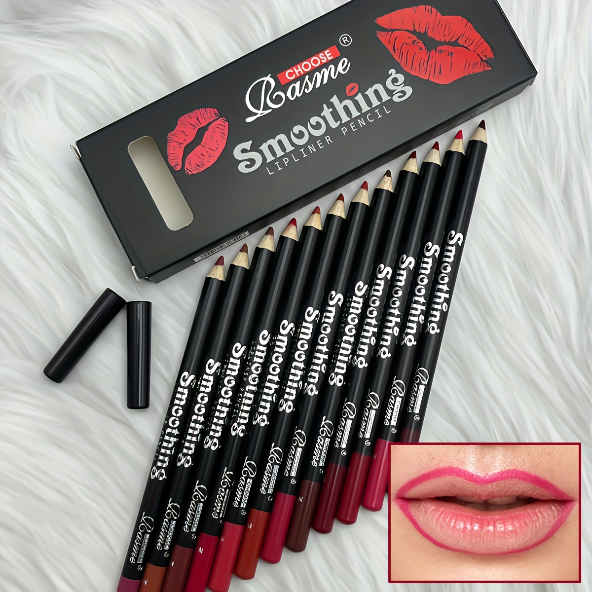 

12pcs Smoothing Lipliner Pencils, Long-lasting, Non-fading, Assorted Colors Set, Makeup Lip Liners For Defining & Contouring, Ideal Gifts For Women