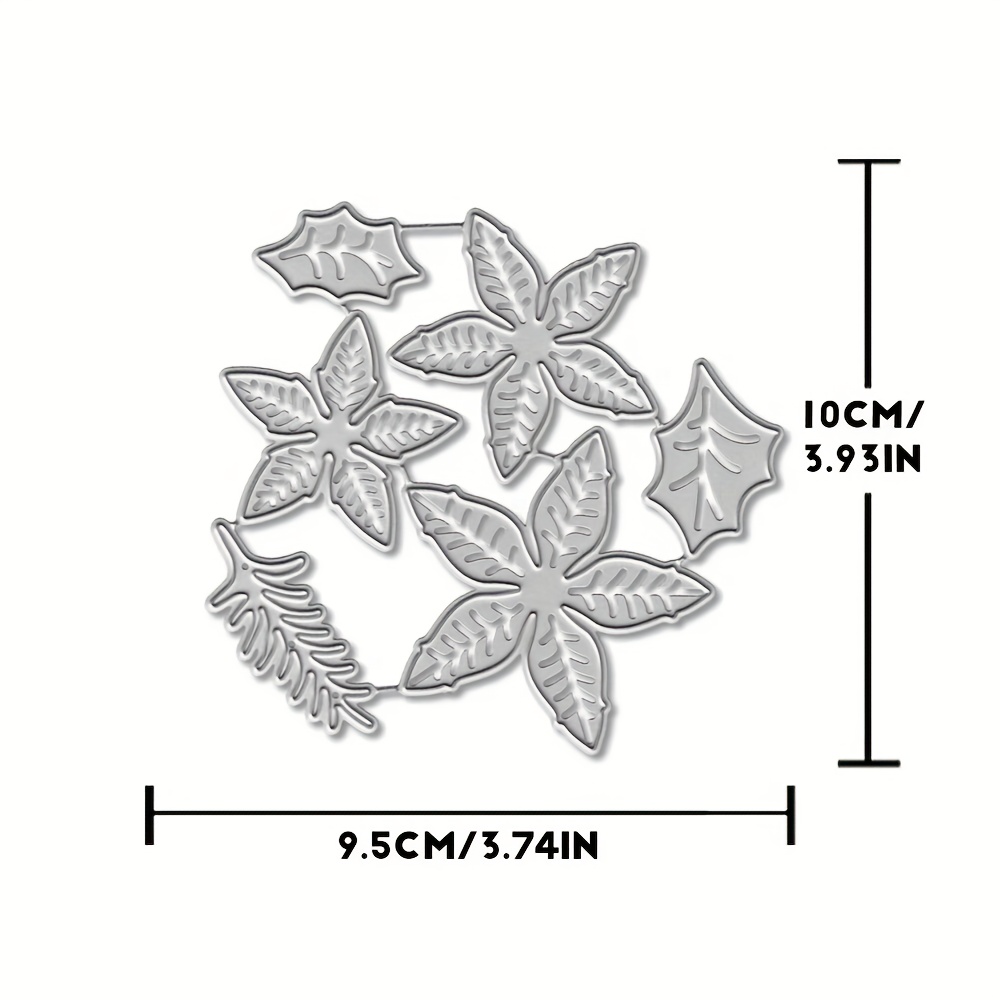 Image of 1pc Christmas Flower Metal Cutting Die In Silver-gray, Designed For A Fantasy Theme, Perfect For Scrapbooking, Embossing, Handmade Greeting Cards, And Making Gift Cards