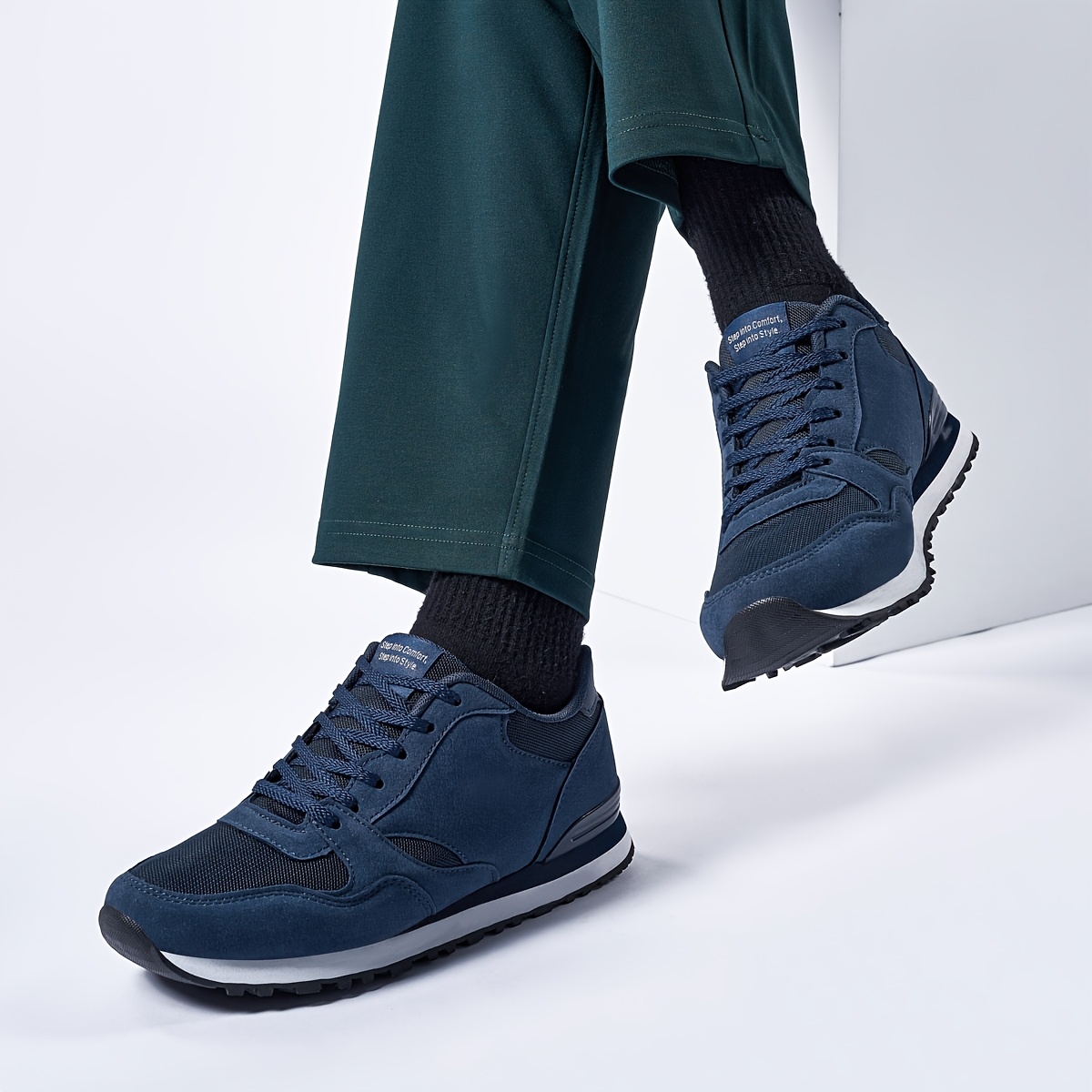 Men'S Stylish Low-Top Sneakers - Breathable Mesh, Lace-Up Running Shoes with Stylish Gray and Navy Design, Perfect for Casual and Street Wear, Casual Street Shoes|Minimalist Style|Breathable Upper, Sneakers