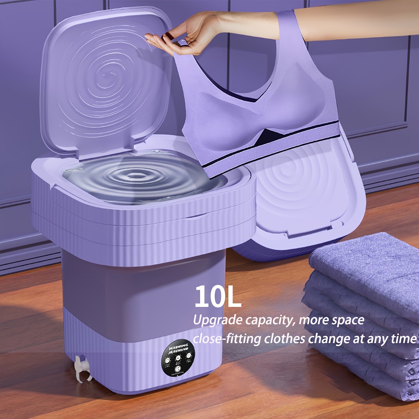 

Portable Washing Machine 10l Foldable Mini Washing Machine 3 Modes Underwear Baby Clothes Foldable Washing Machine Apartment Dormitory Camping Rv Travel Laundry