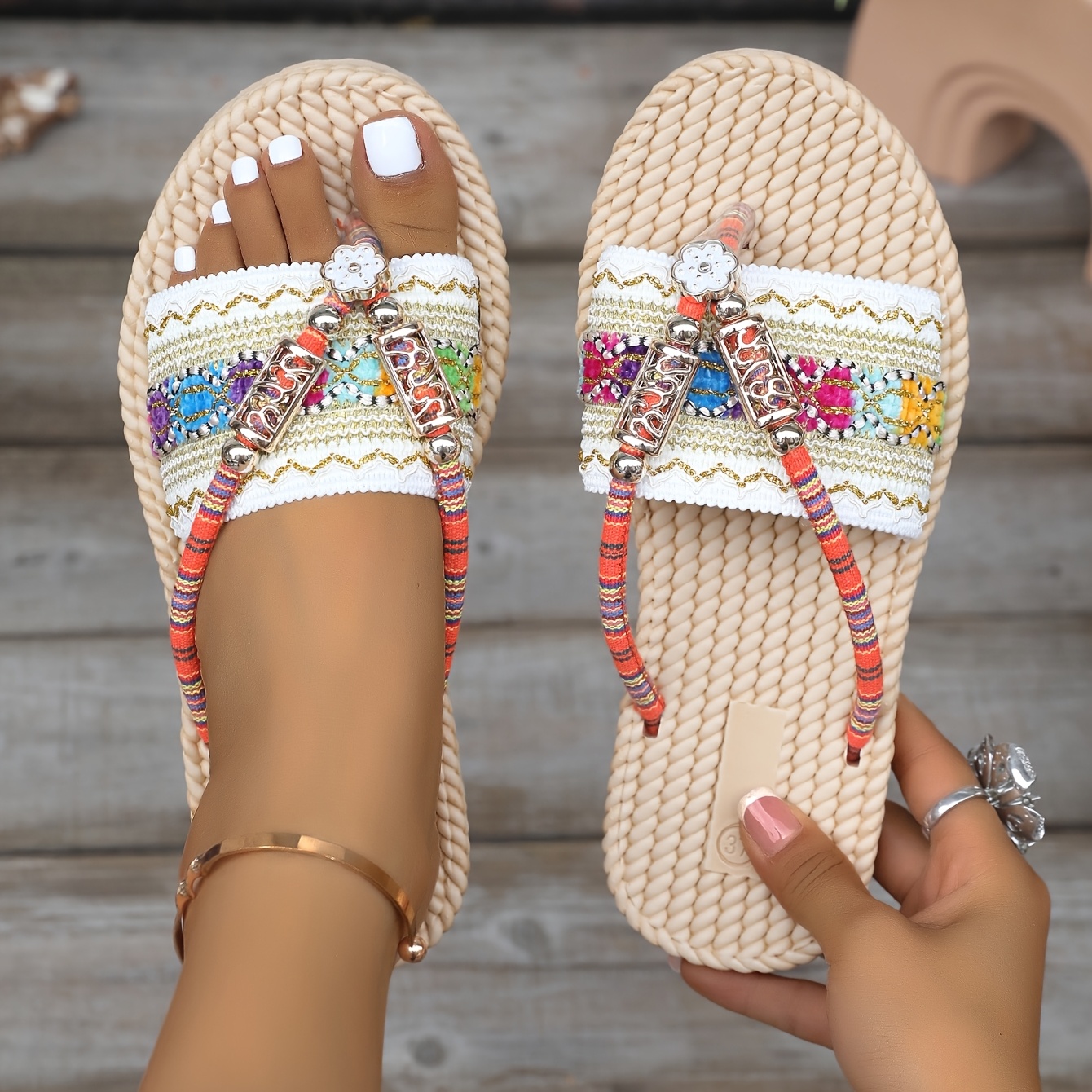 Image of Ethnic Style Flip-flops, Women Shoes
