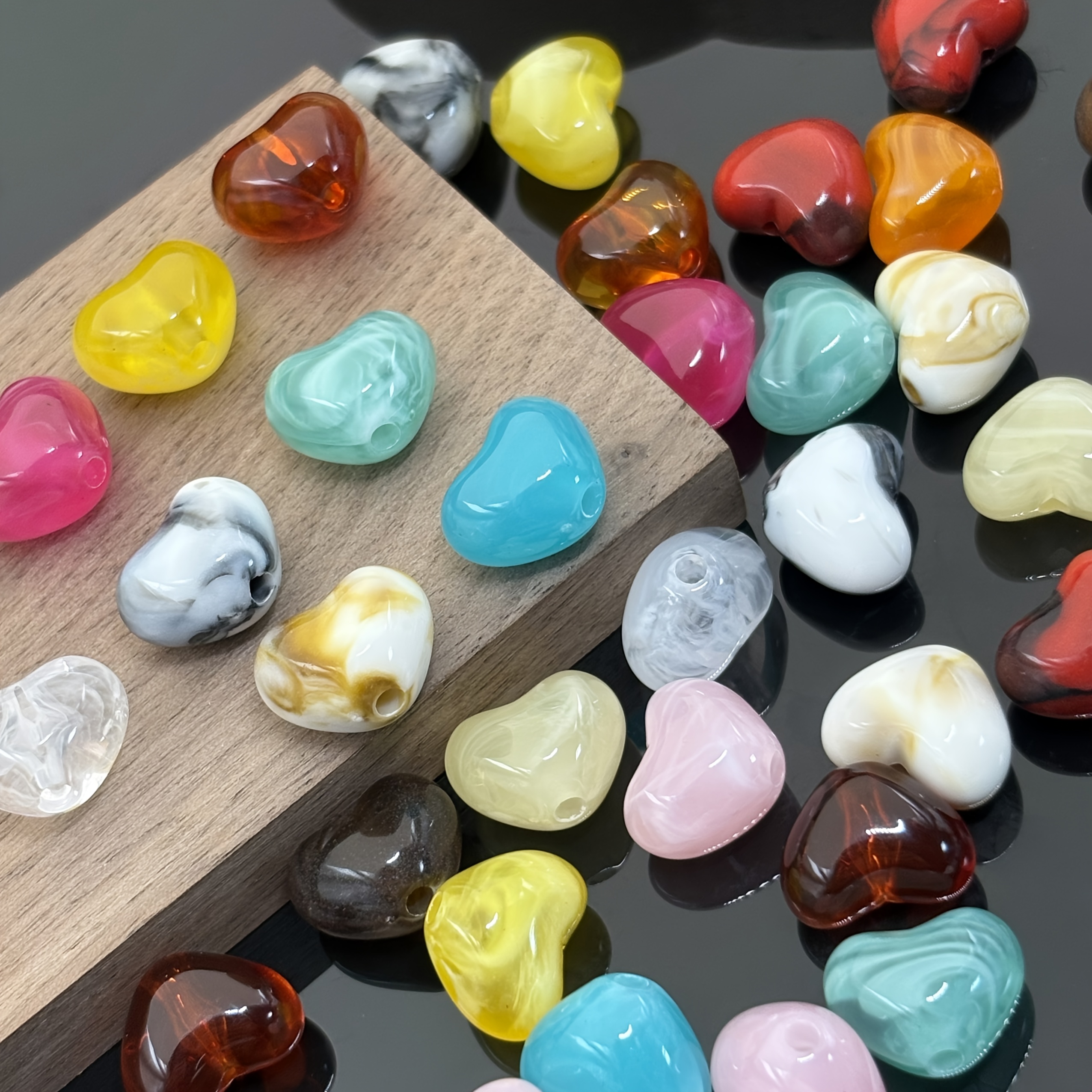 TEMU 36pcs 12mm Suitable For Diy Crafts Acrylic - Heart-shaped Bead Capsules For Jewelry Making, Bracelets, Earrings, Necklace Charms, Phone Bag