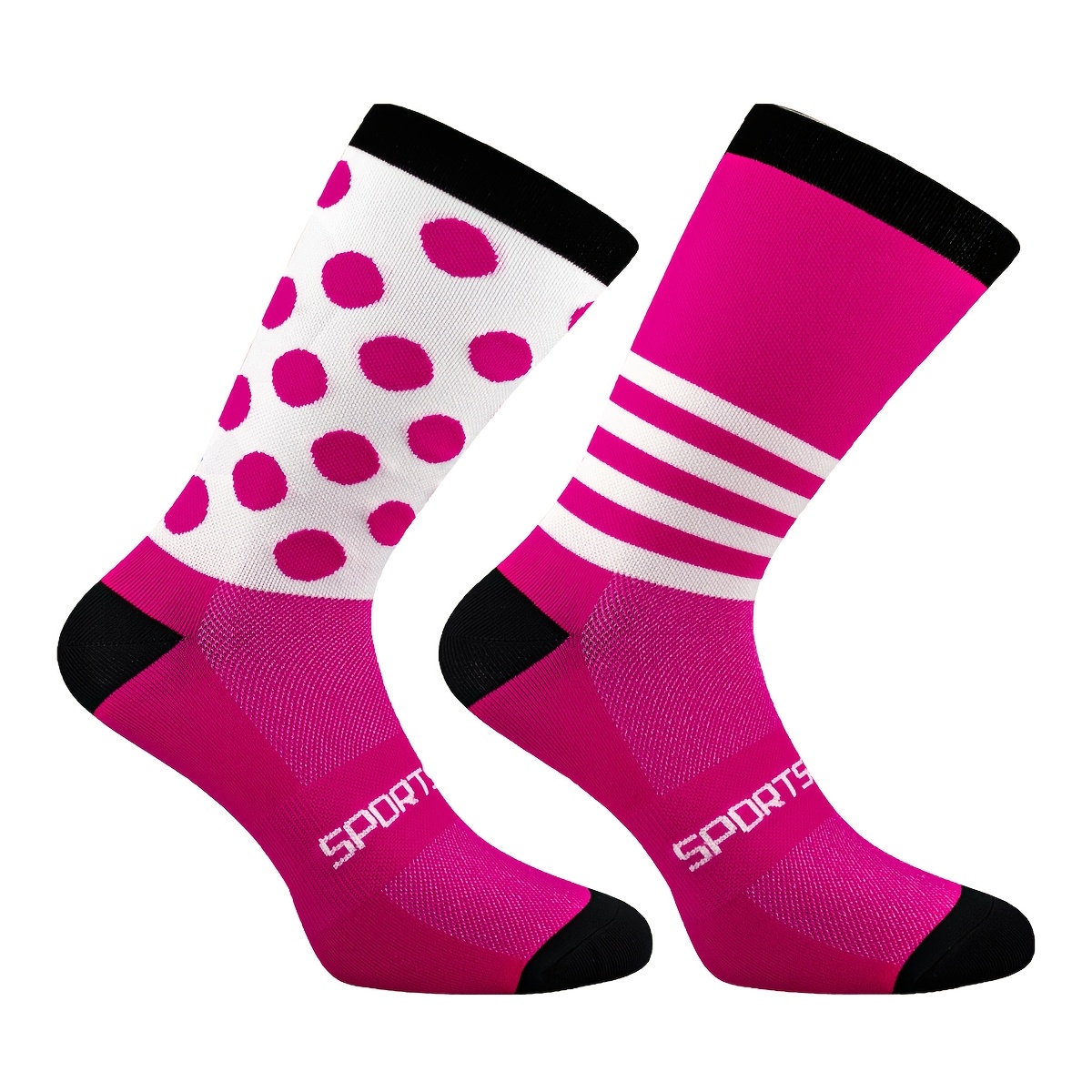 TEMU 1 Paire de Chaussettes de Course TIMUBIKE pour Hommes & Unisexe - Chaussettes Sportives à Pois pour Montagne/Vélo/Route, Compression Adaptée,